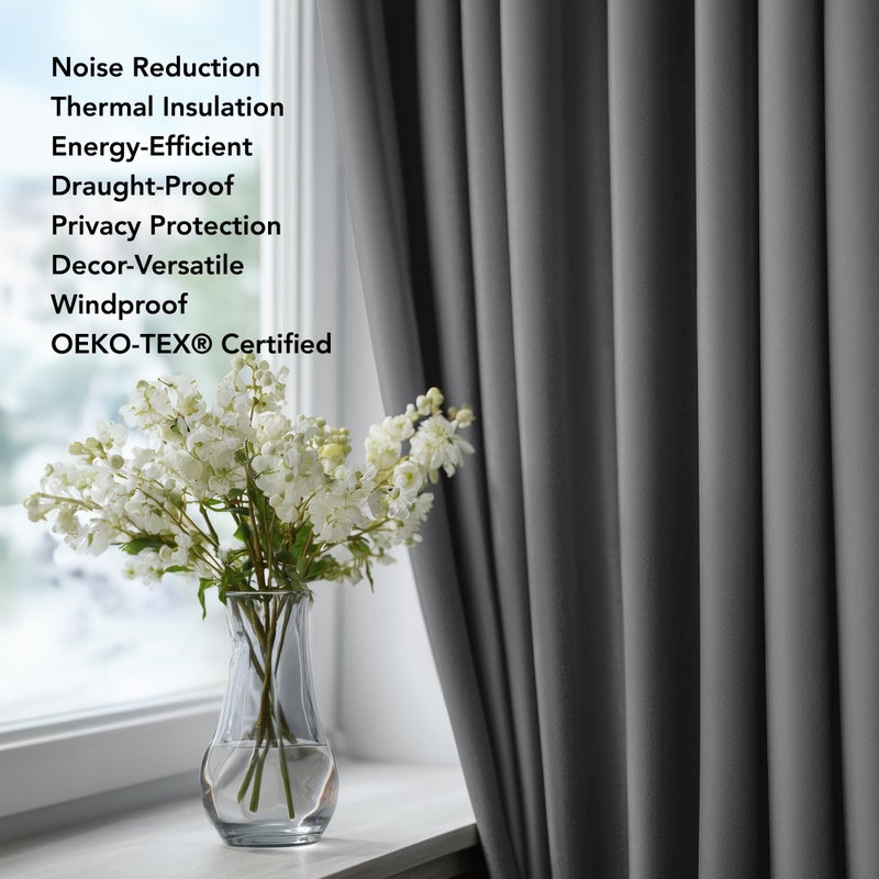 Deconovo Blackout Curtains for Bedroom â€“ Set of 2 42W x 54L Inch Thermal Insulated & Noise Reducing Panelsâ€“Home Window Room Darkening Sustainable Grommet Drapes for Living Room and Nursery, Light Grey - Image 2